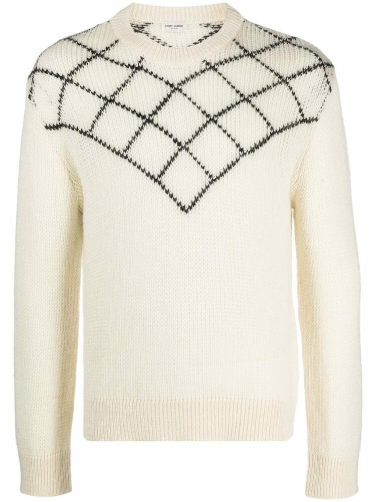 Saint Laurent intarsia-pattern jumper - Neutrals Cover