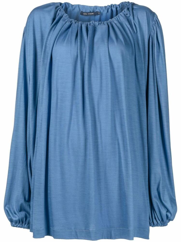 Sofie D'hoore gathered-neckline knitted top - Blue Cover