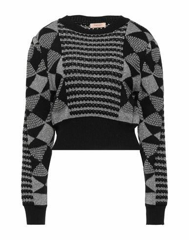 Twinset Woman Sweater Black Viscose, Polyamide, Wool, Metallic fiber, Cashmere Cover