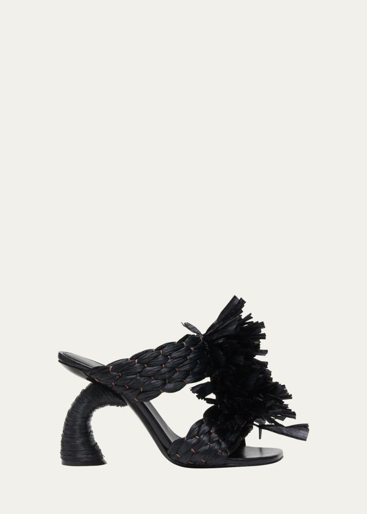 Dries Van Noten Raffia Fringe Dual-Band Slide Sandals Cover