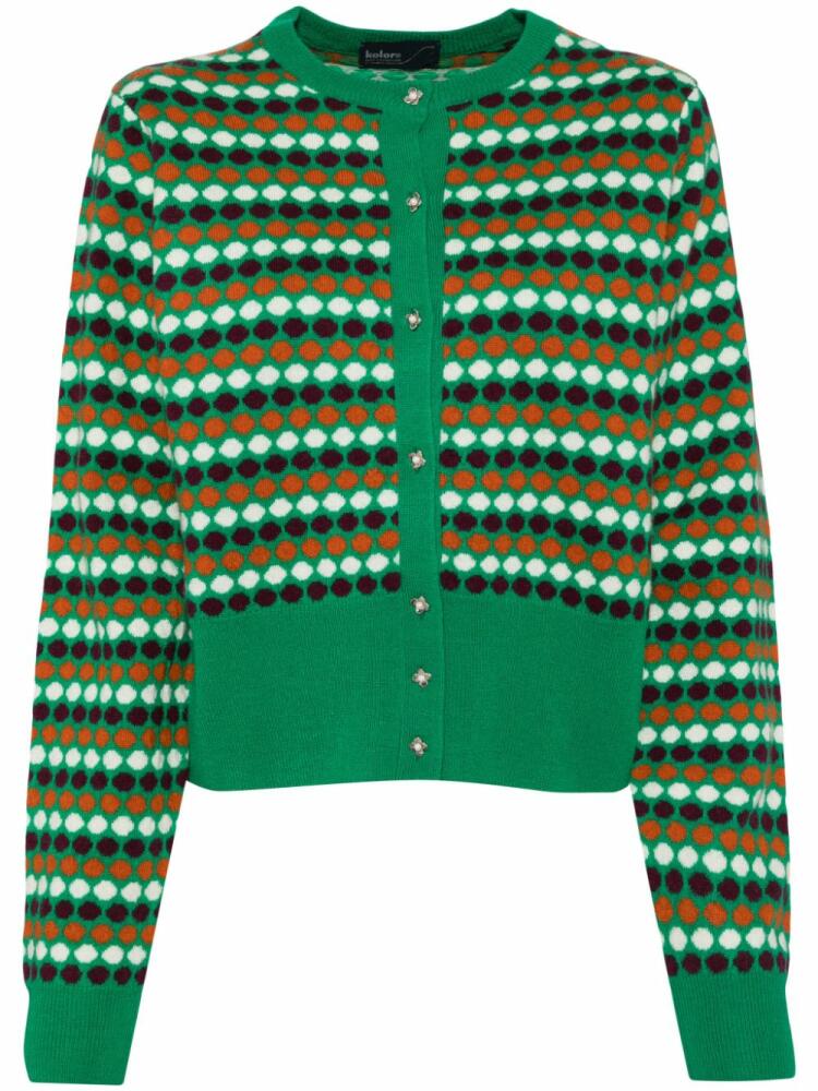 Kolor polka-dot cashmere cardigan - Green Cover