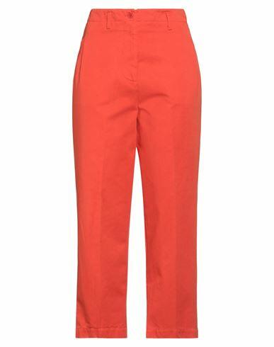 Rosso35 Woman Pants Red Cotton, Linen Cover