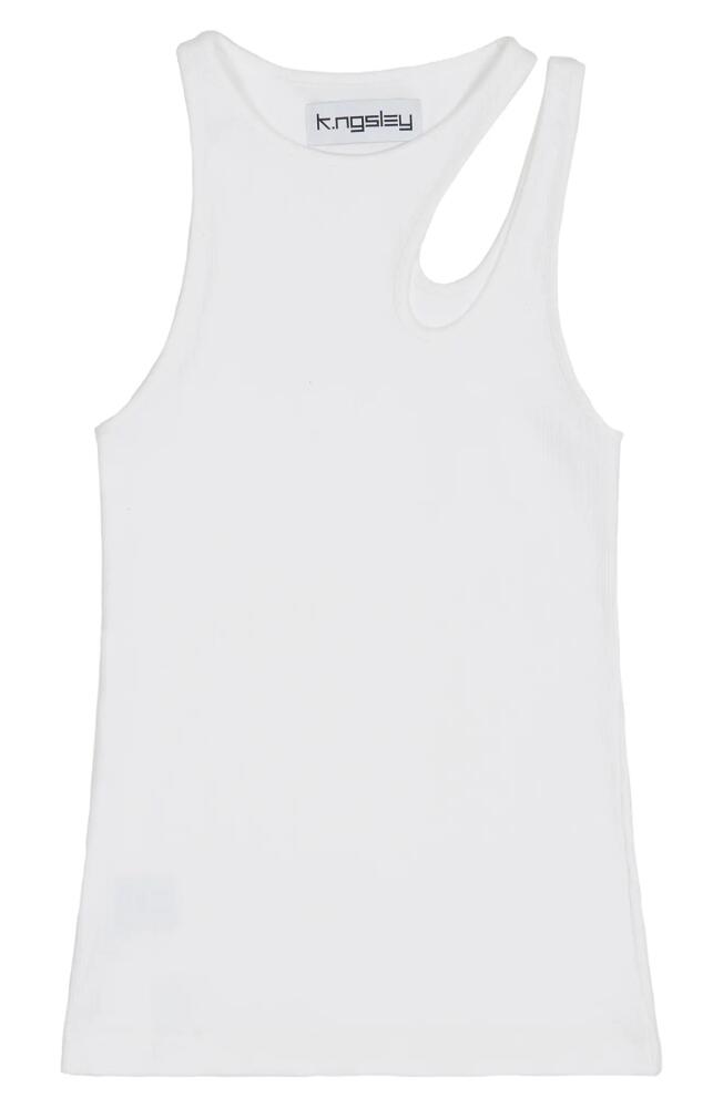 K. NGSLEY Gender Inclusive Romain Cutout Rib Tank in White Cover