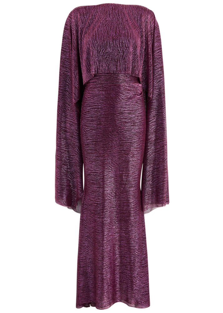 Talbot Runhof Cape-effect Metallic-voile Gown - Purple Cover