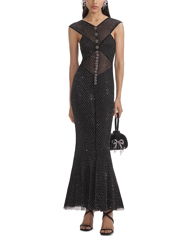 Self-Portrait Embellished Fishnet Gown Cover