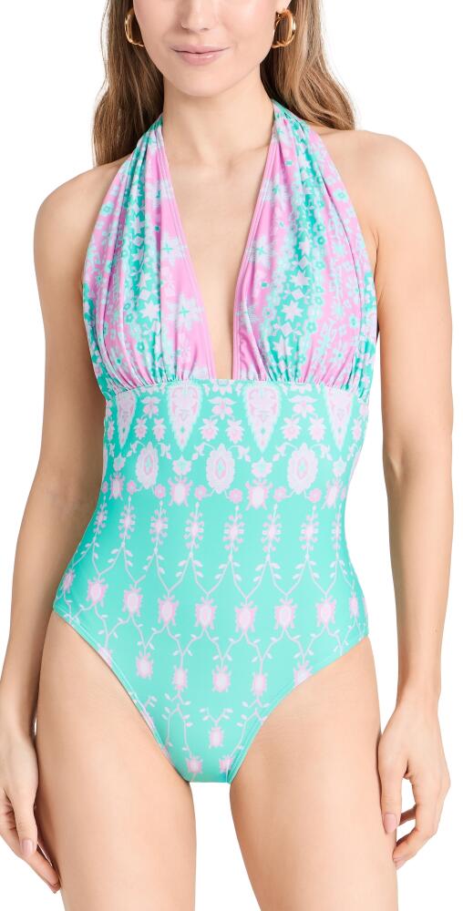 Shoshanna Halter One Piece Mint/Pink Cover