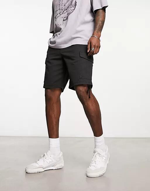 Jack & Jones Intelligence drawstring cargo shorts in black Cover