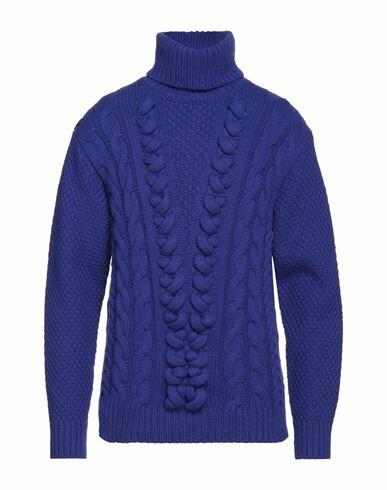 Les Hommes Man Turtleneck Blue Virgin Wool Cover