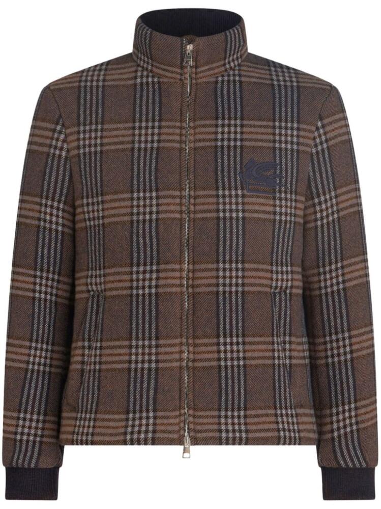 ETRO check-pattern padded jacket - Brown Cover