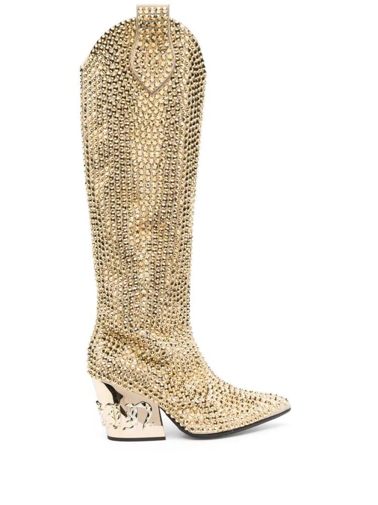 Philipp Plein Strass CowBoy calf-length boots - Gold Cover