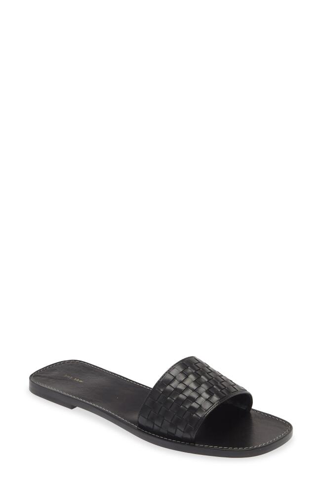 The Row Woven Leather Slide Sandal in Black Cover