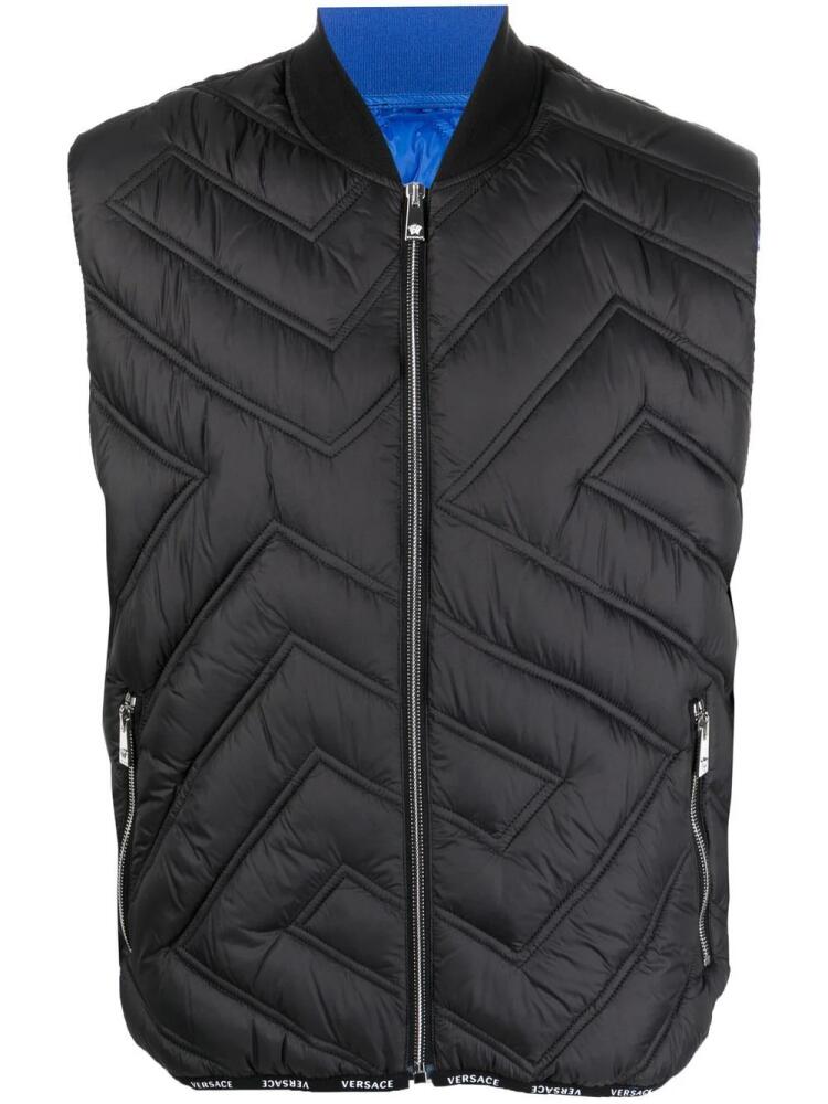 Versace Greca quilted zip-up gilet - Black Cover