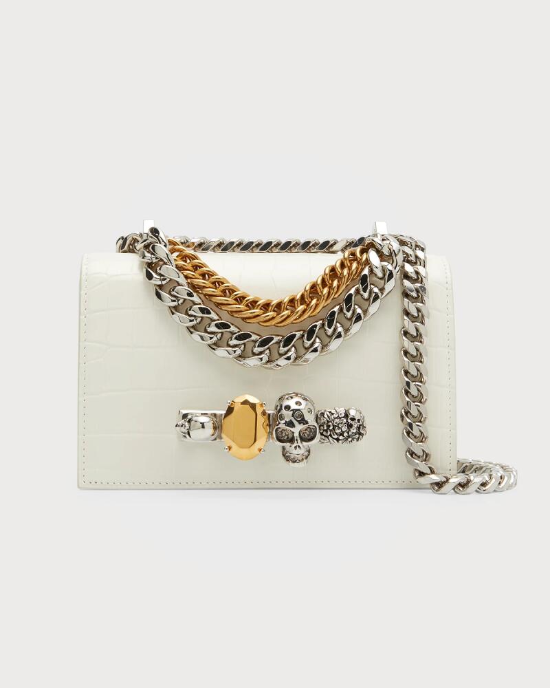 Alexander McQueen Mini Skull Jewel Croc-Embossed Crossbody Bag Cover