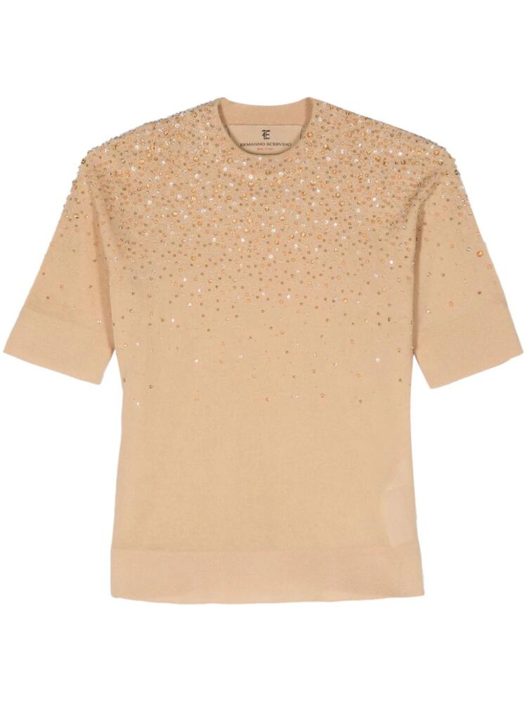 Ermanno Scervino rhinestoned crew-neck T-shirt - Neutrals Cover