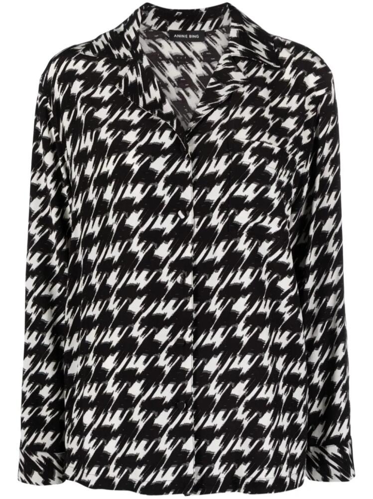 ANINE BING houndstooth-print crepe blouse - Black Cover