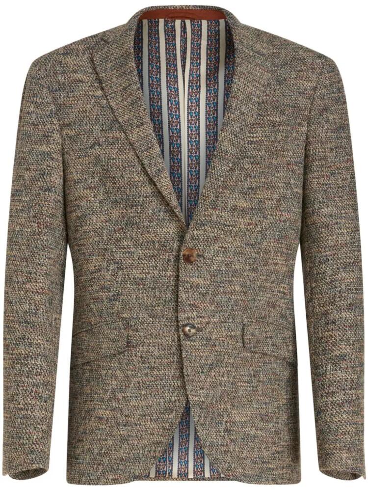 ETRO single-breasted cotton-blend blazer - Neutrals Cover