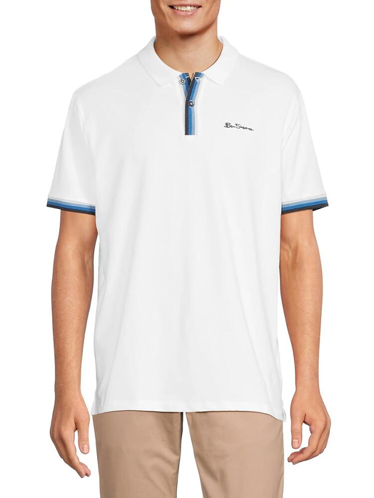 Ben Sherman Men's Stripe Tipped Polo - Bright White Cover