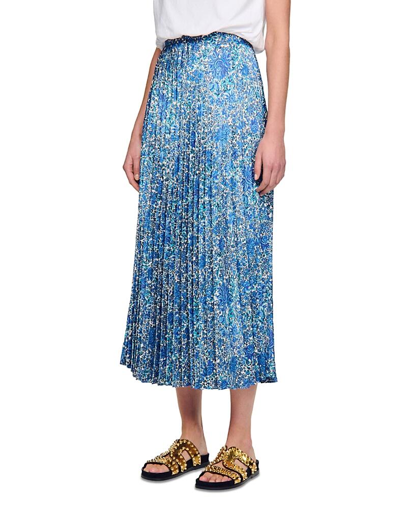 Sandro Anjel Pleated Midi Skirt Cover