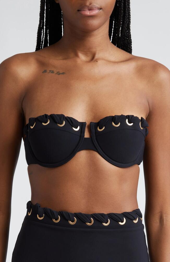 Zimmermann Alight Eyelet Underwire Balconette Bikini Top in Noir Cover