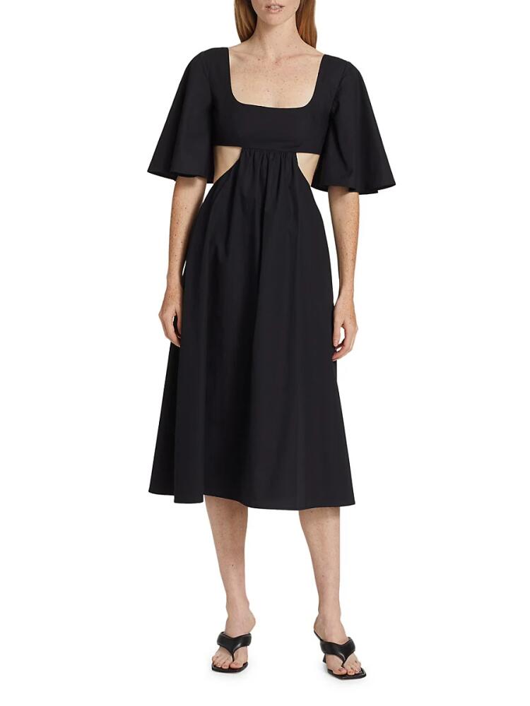 Matthew Bruch Women's Cutout Midi Dress - Black Linen Cover