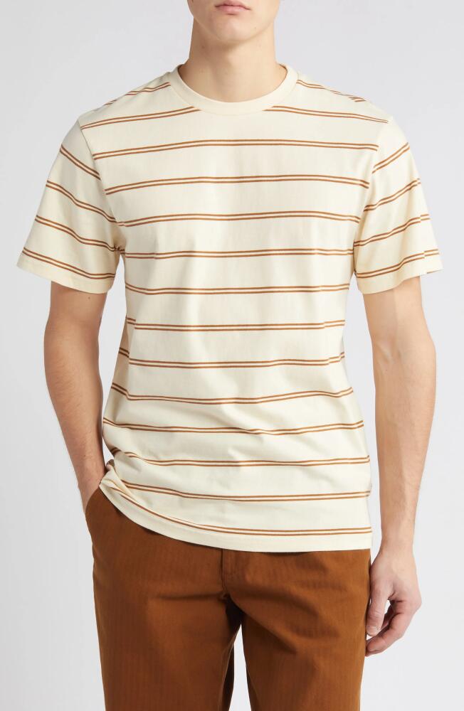 FORET Ferry Stripe Organic Cotton T-Shirt in Rubber/Cloud Cover