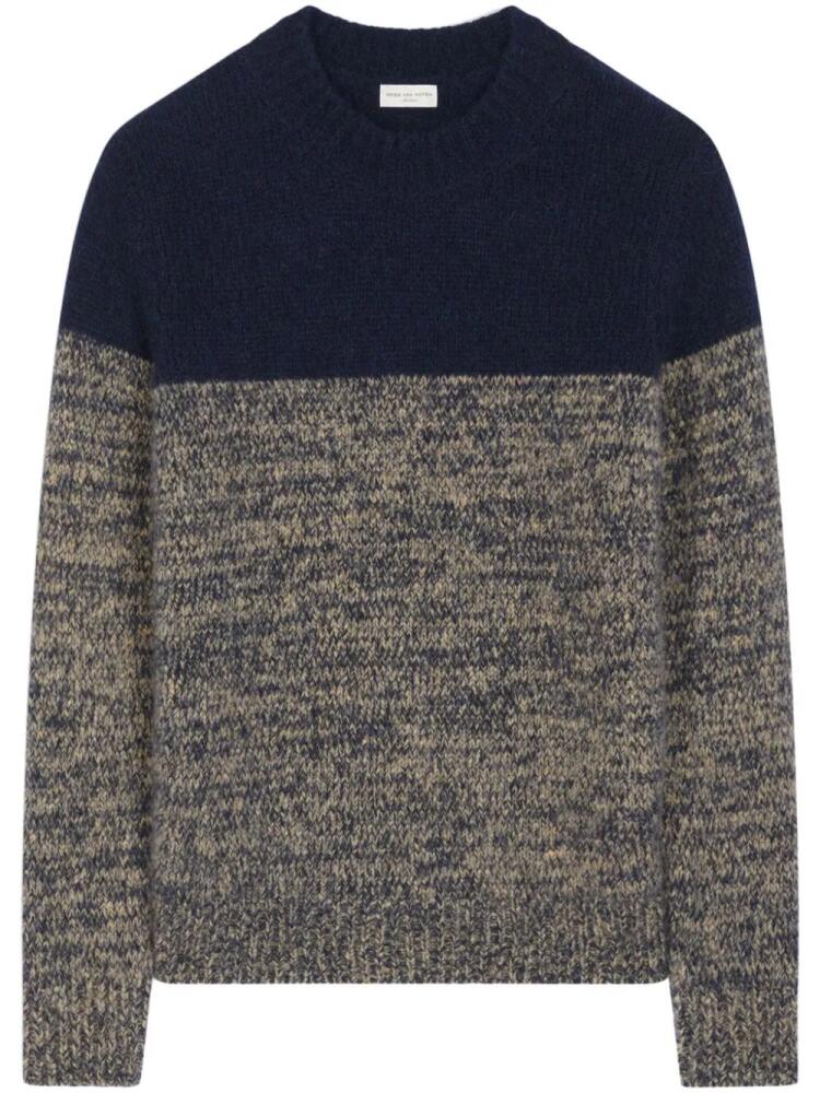 DRIES VAN NOTEN colour-block merino-wool jumper - Blue Cover