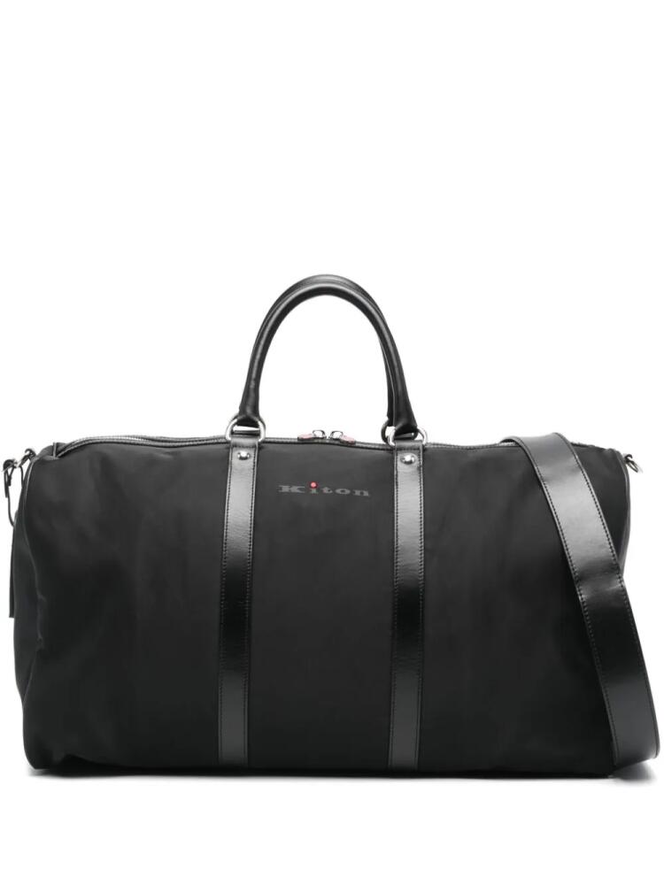 Kiton logo-print zip-up holdall - Black Cover