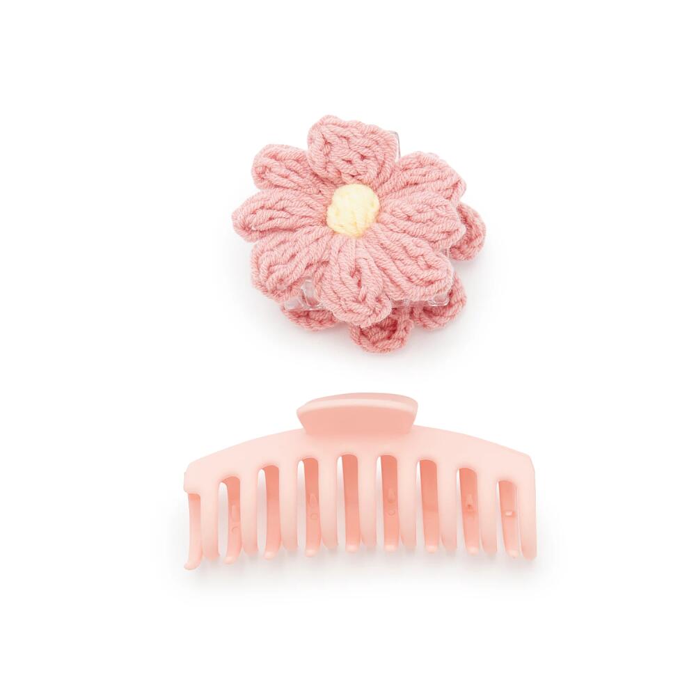 Kelly & Katie Yarn Flower Claw Hair Clip Set 2 Pack | Women's | Pink Cover