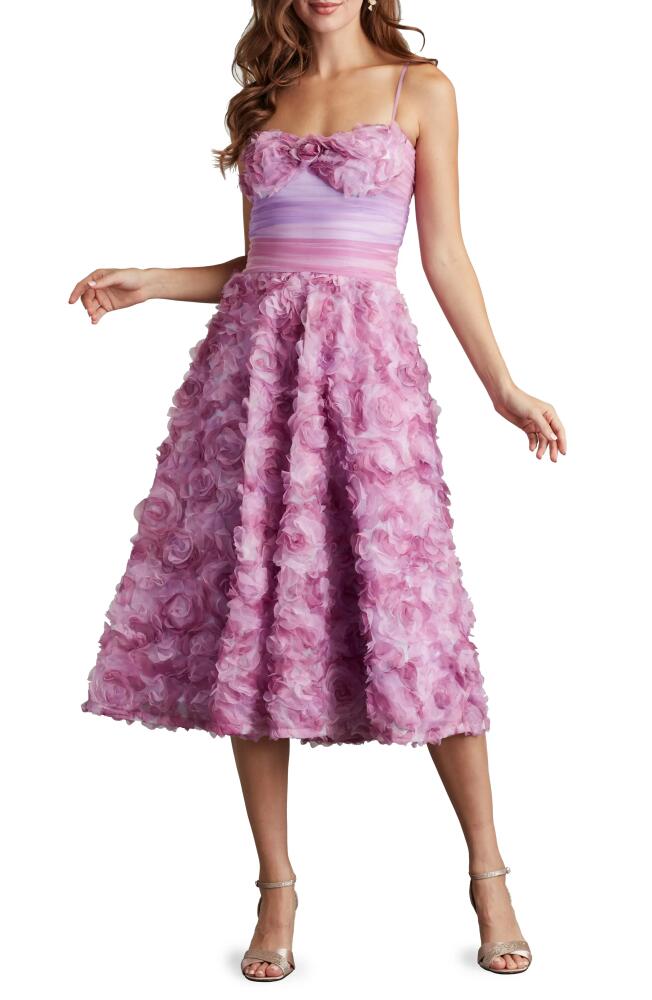 Tadashi Shoji 3-D Floral Cocktail A-Line Dress in Water Lily Cover