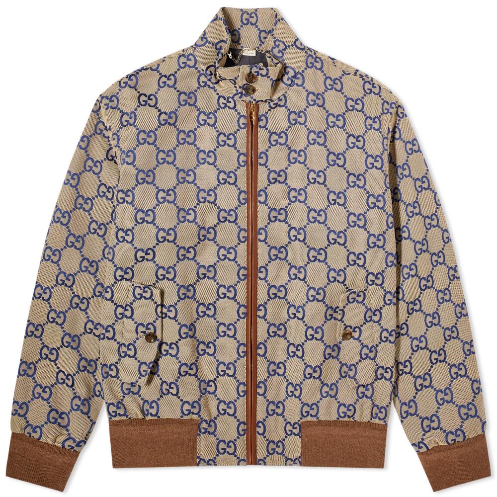 Gucci Men's Jumbo GG Bomber Jacket in Beige/Blue Cover