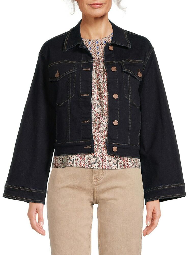 Nicole Miller Women's Cropped Denim Jacket - Dark Blue Cover