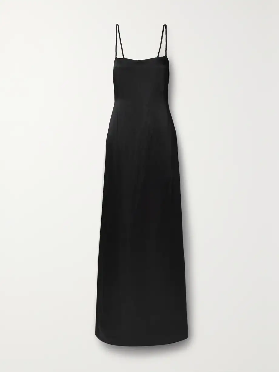 BONDI BORN - + Net Sustain Faro Open-back Satin Maxi Dress - Black Cover