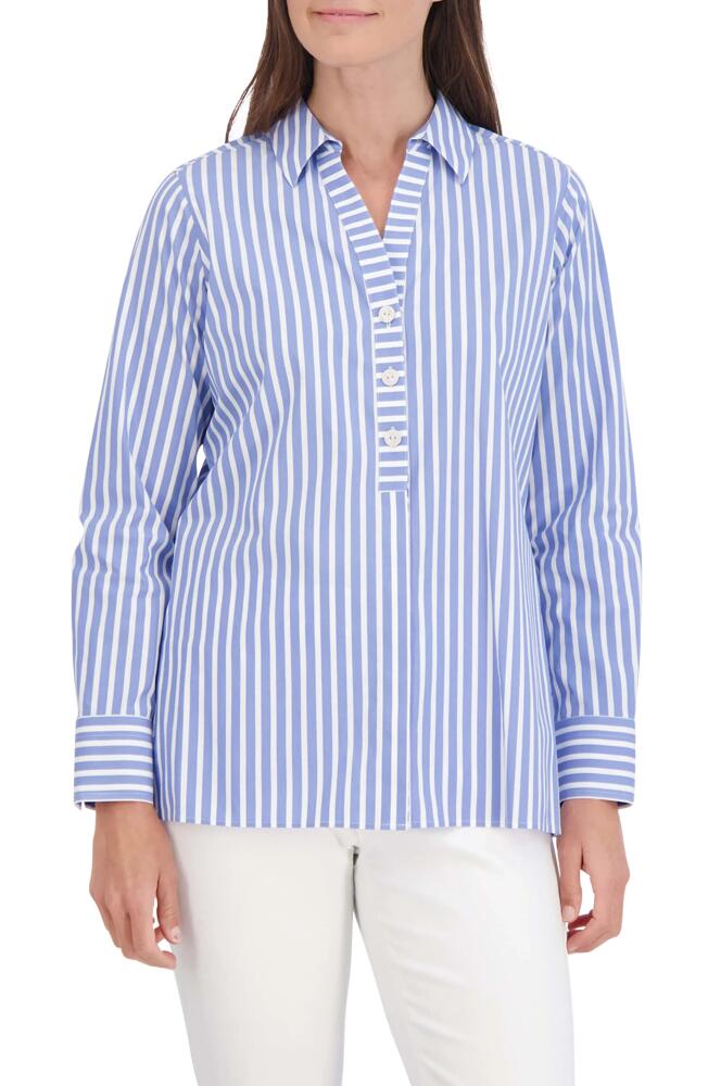 Foxcroft Pamela Stripe Blouse in Periwinkle Cover