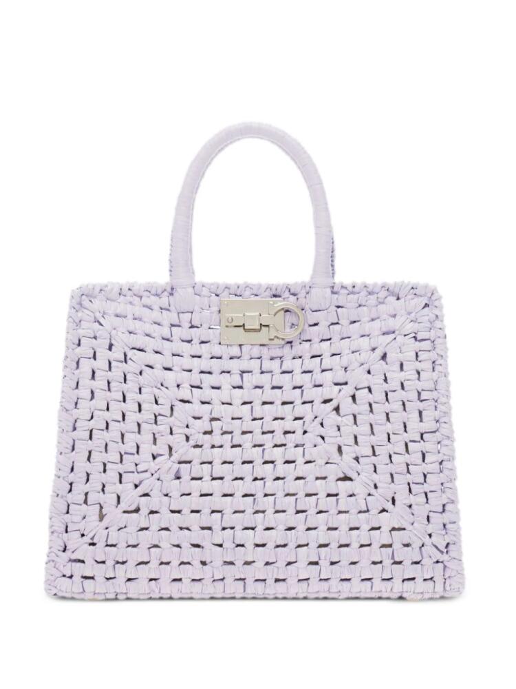 Ferragamo Studio raffia tote bag - Purple Cover