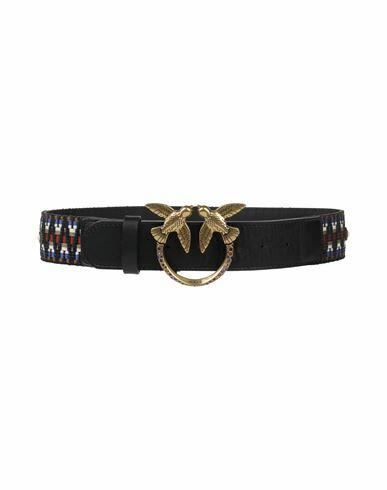 Pinko Woman Belt Black Soft Leather, Textile fibers Cover