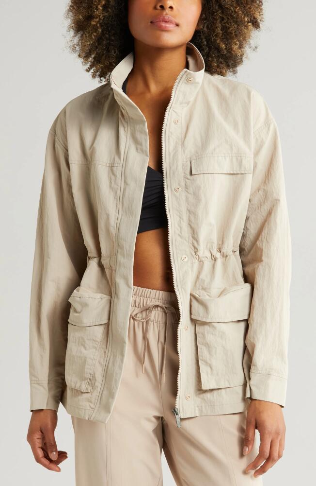 Zella Free Form Cargo Jacket in Tan Thread Cover