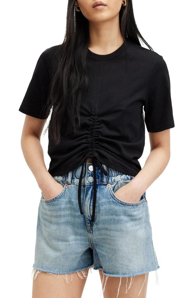 AllSaints Gia Ruched T-Shirt in Black Cover