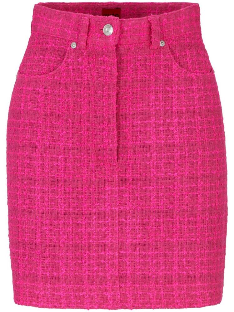 HUGO mid-rise tweed miniskirt - Pink Cover