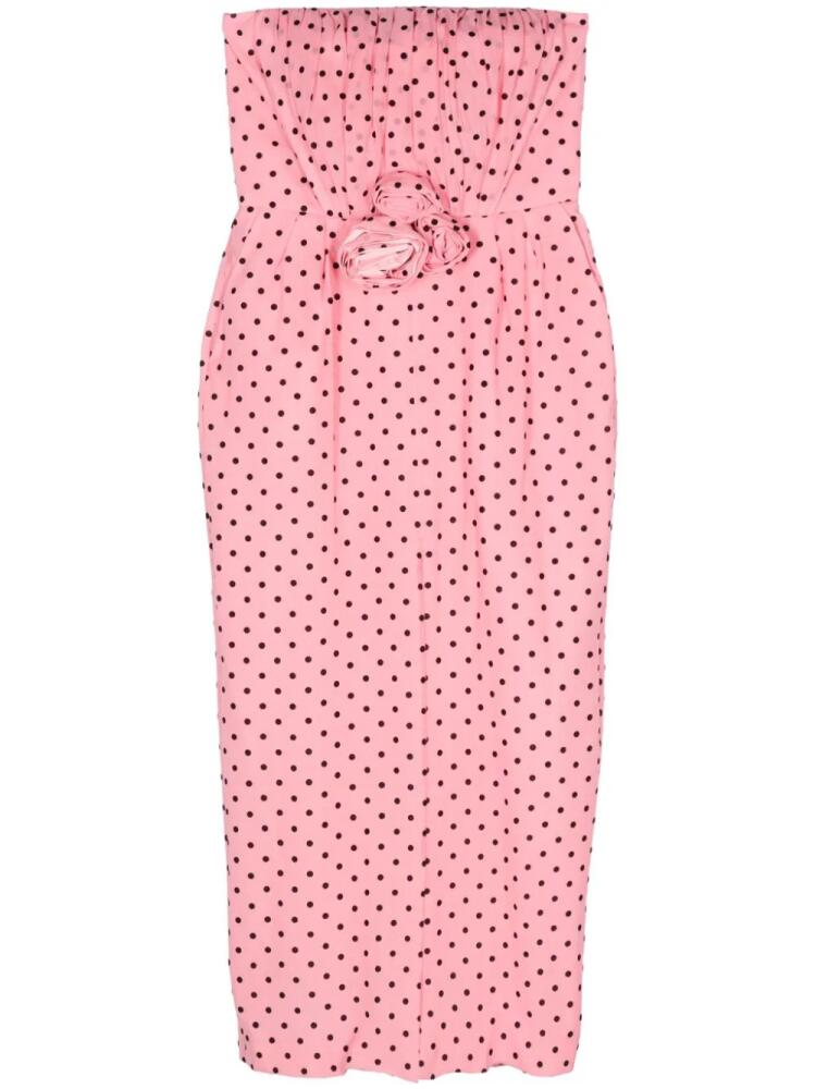 Alessandra Rich flocked polka dot maxi dress - Pink Cover