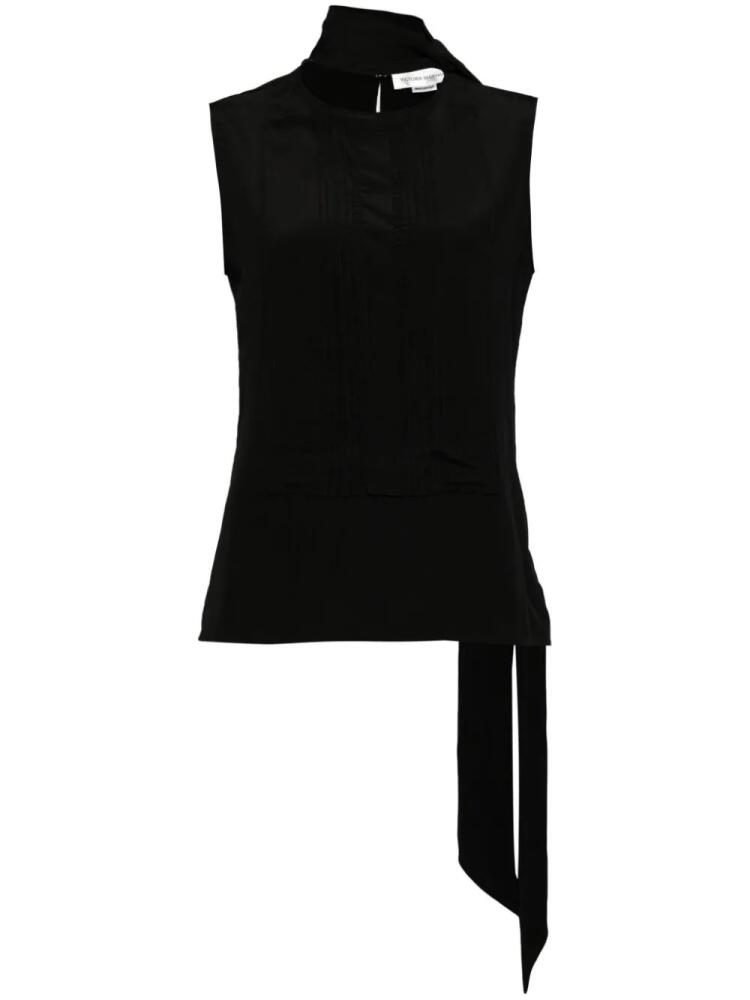 Victoria Beckham scarf-detail silk tank top - Black Cover