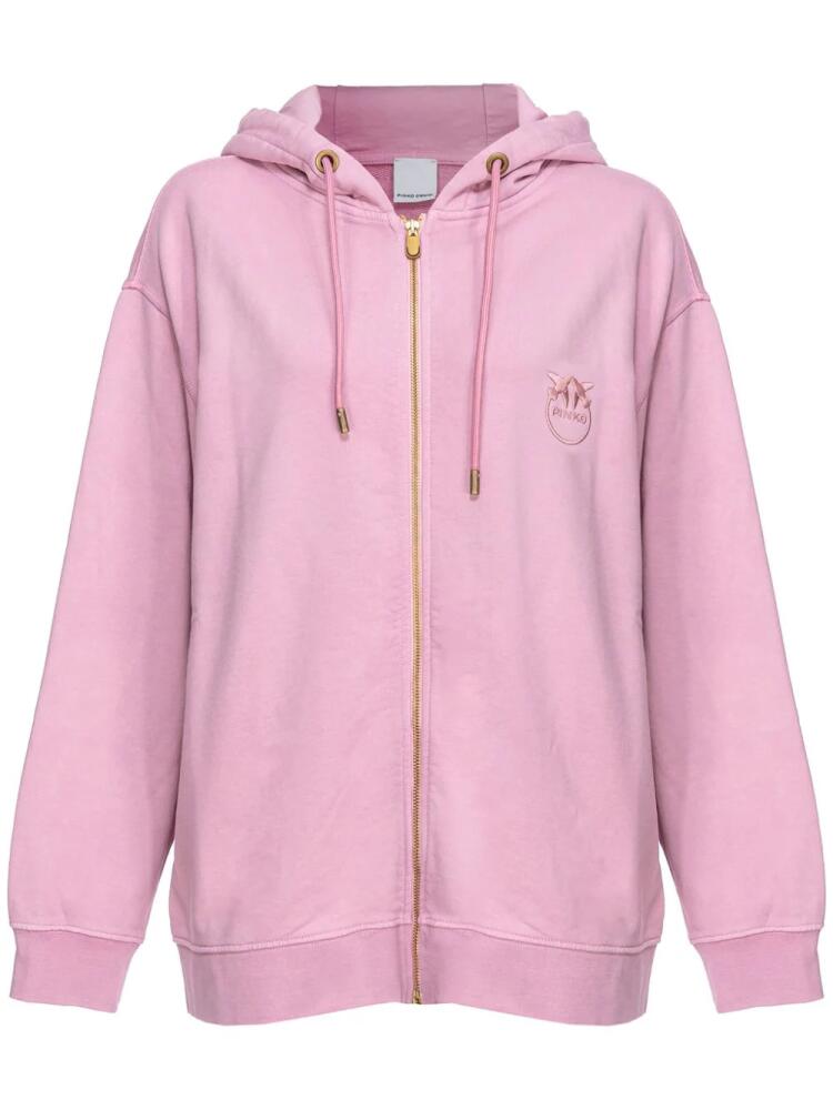 PINKO Love Birds-embroidered zip-up hoodie Cover