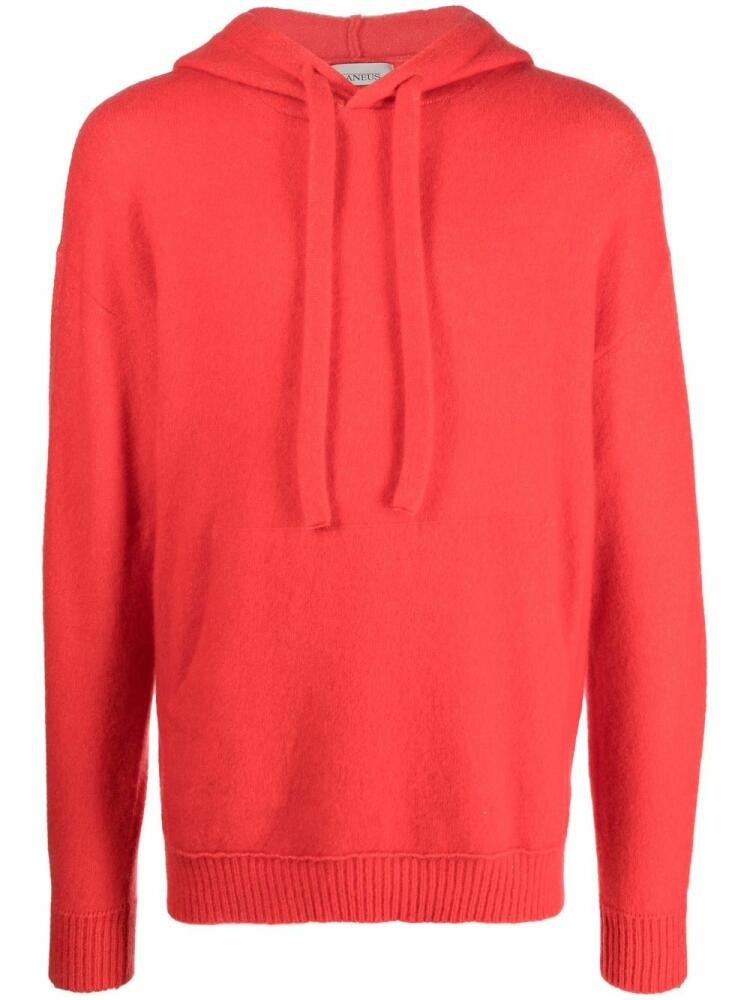 Laneus knitted ribbed-trim hoodie - Orange Cover