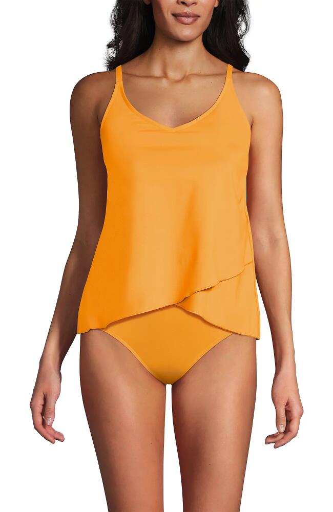 Lands' End Chlorine Resistant Tulip Hem Tankini Swimsuit Top in Sweet Mango Cover