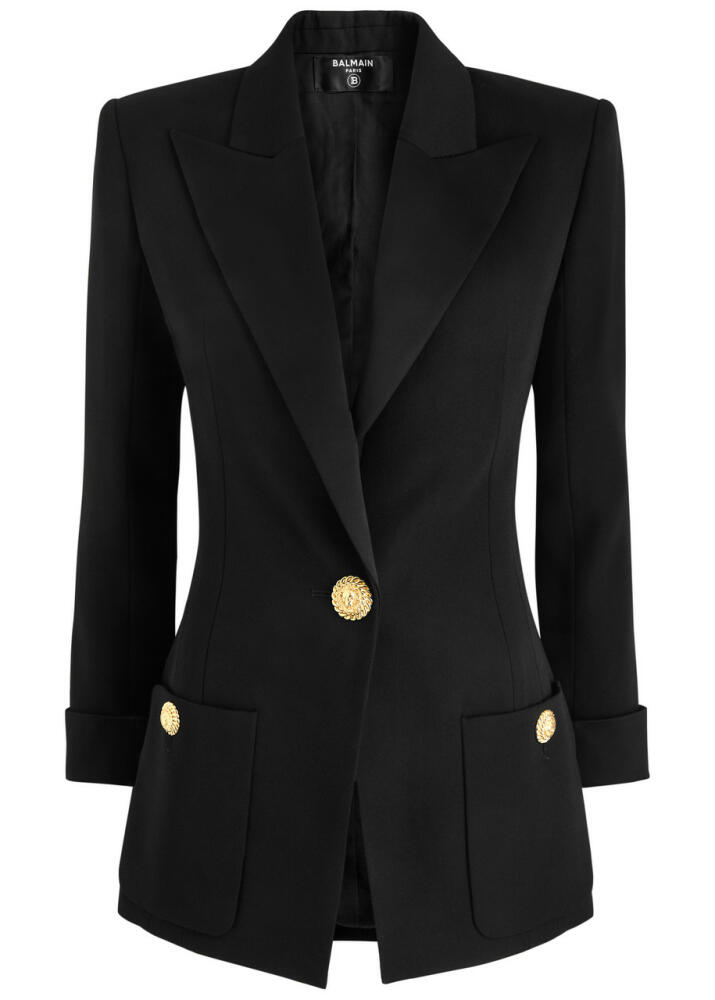 Balmain Satin-trimmed Wool Blazer - Black Cover