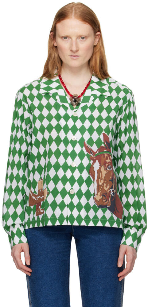 Bode Green & White Jockey Shirt Cover