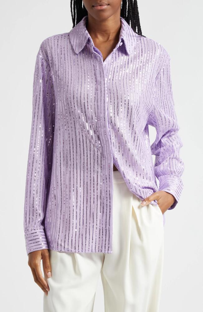 Stine Goya Edel Sequin Stripe Button-Up Shirt in Lavender Cover