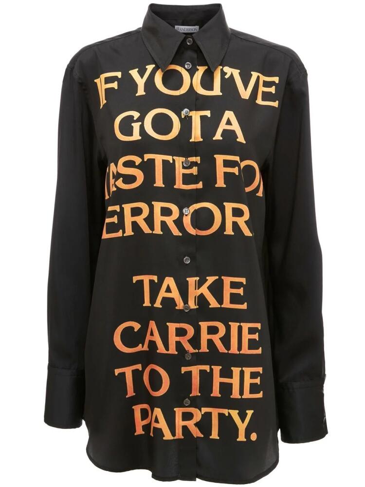 JW Anderson slogan-print cotton shirt - Black Cover