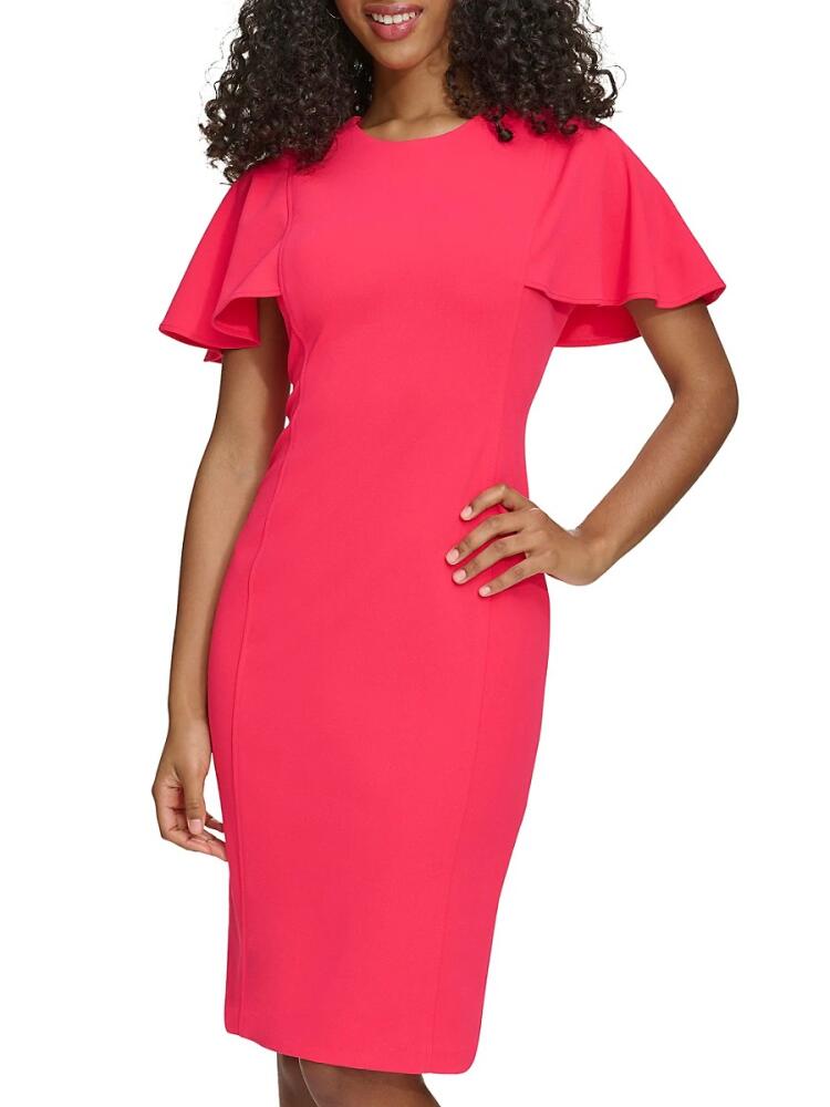 Calvin Klein Women's Flutter Sleeve Sheath Dress - Lipstick Cover