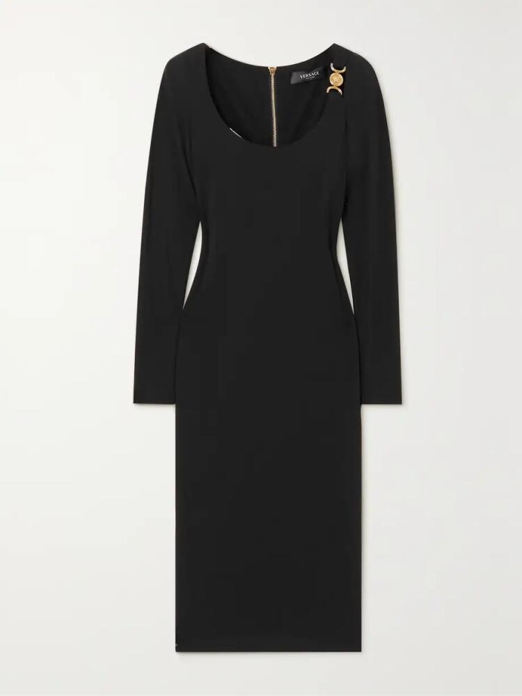 Versace - Icons Embellished Stretch-crepe Midi Dress - Black Cover