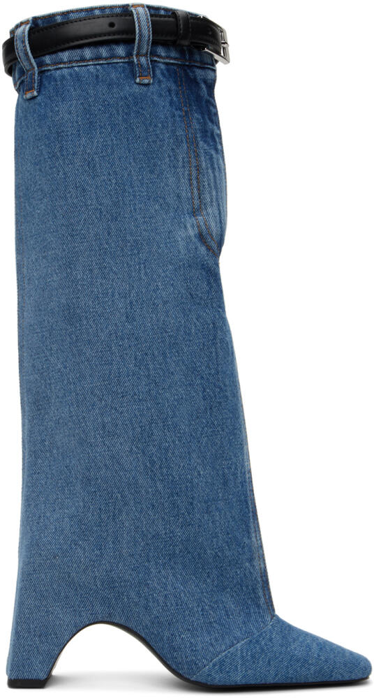 Coperni Blue Denim Open Knee Bridge Boots Cover